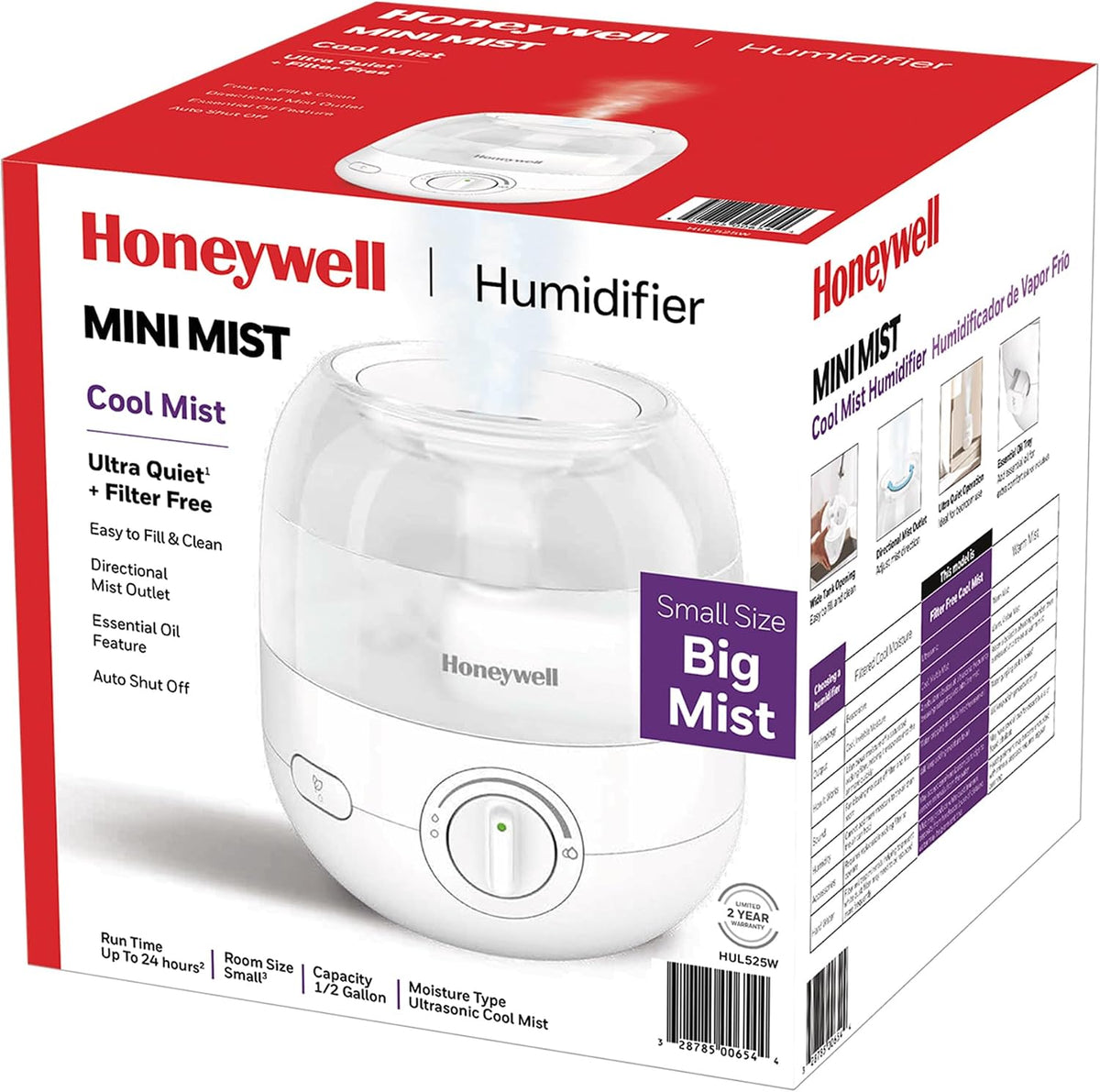 Humidificador Honeywell Mini de rocío frío, fácil de llenar y limpi...