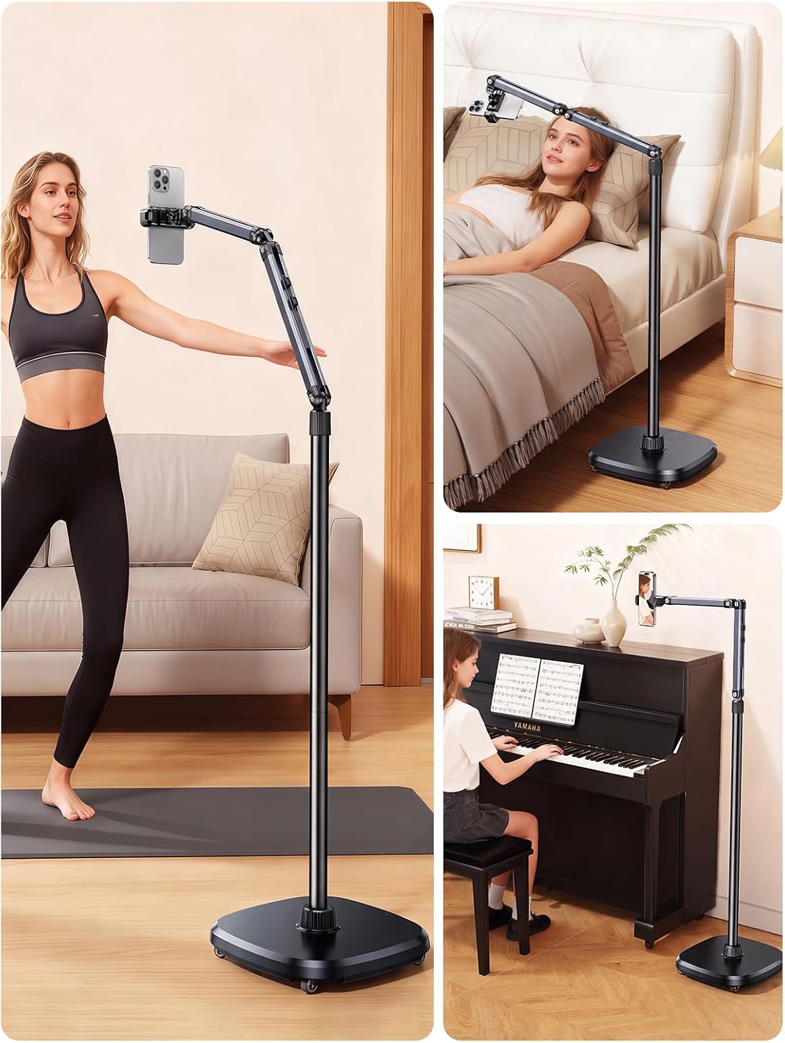 NIFBANG Soporte de teléfono de suelo con ruedas, soporte para teléf...