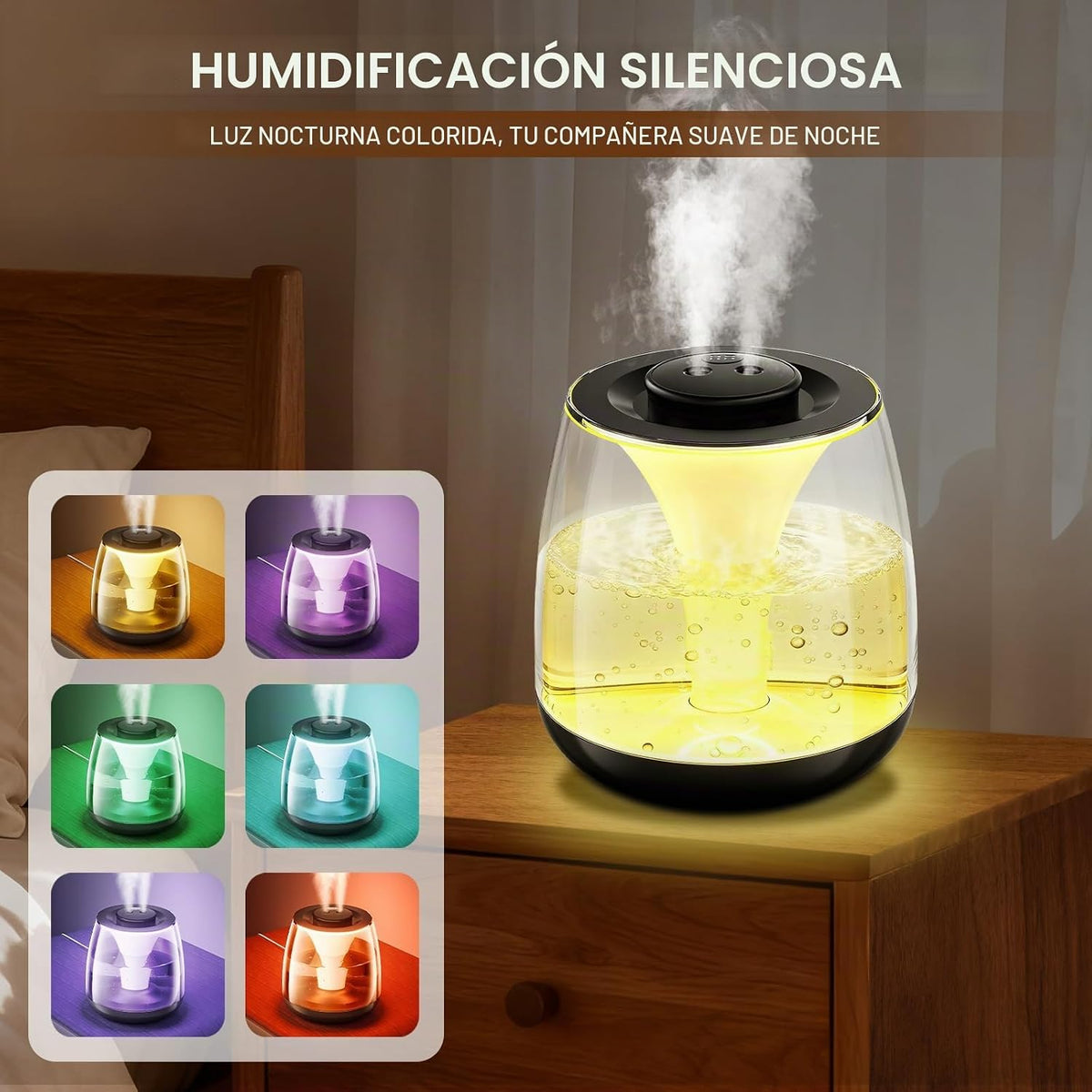 Humidificadores para dormitorio, 3 L de llenado superior de niebla...