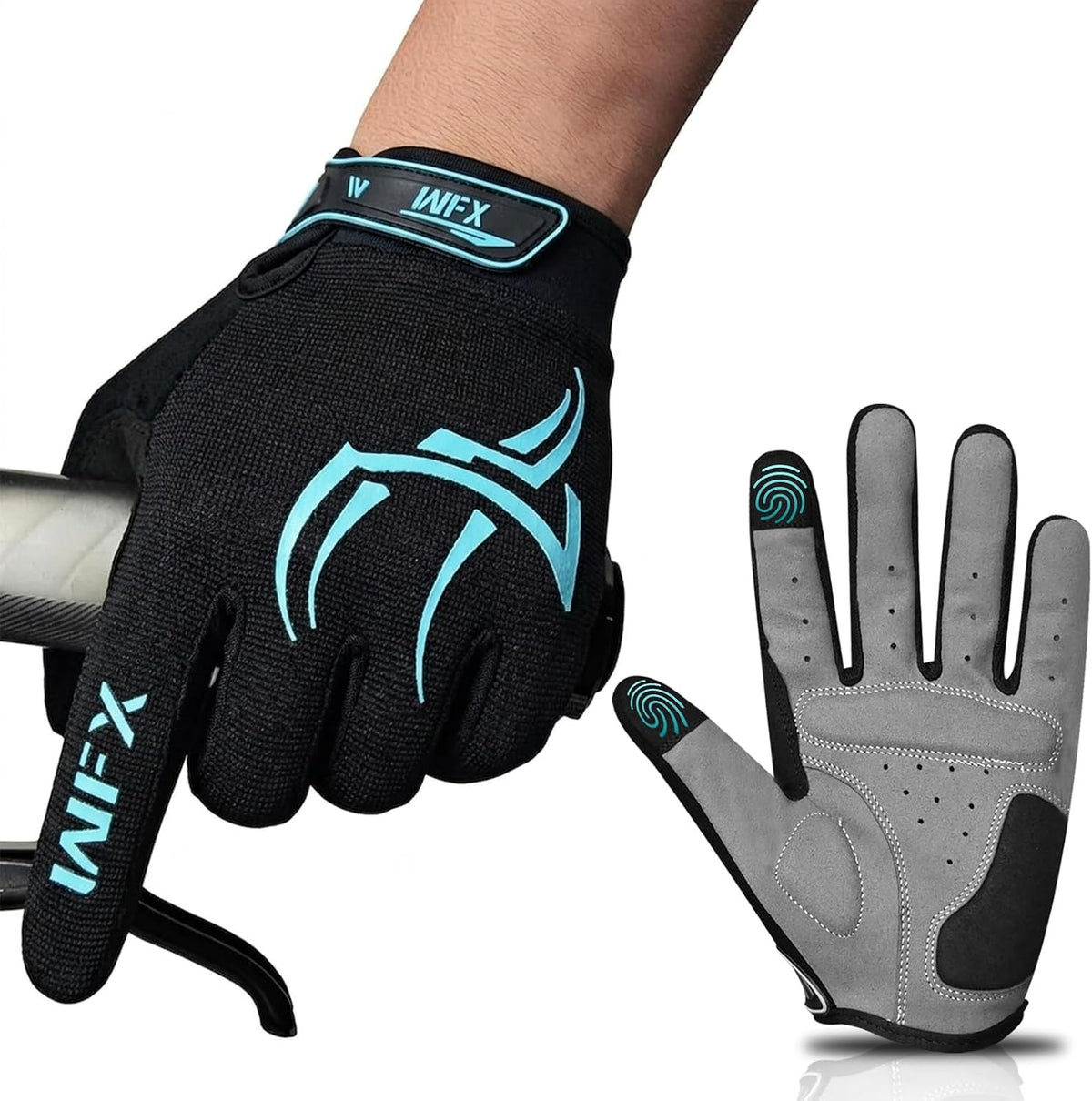 WFX Guantes de ciclismo de dedo completo para hombres y mujeres, gu...