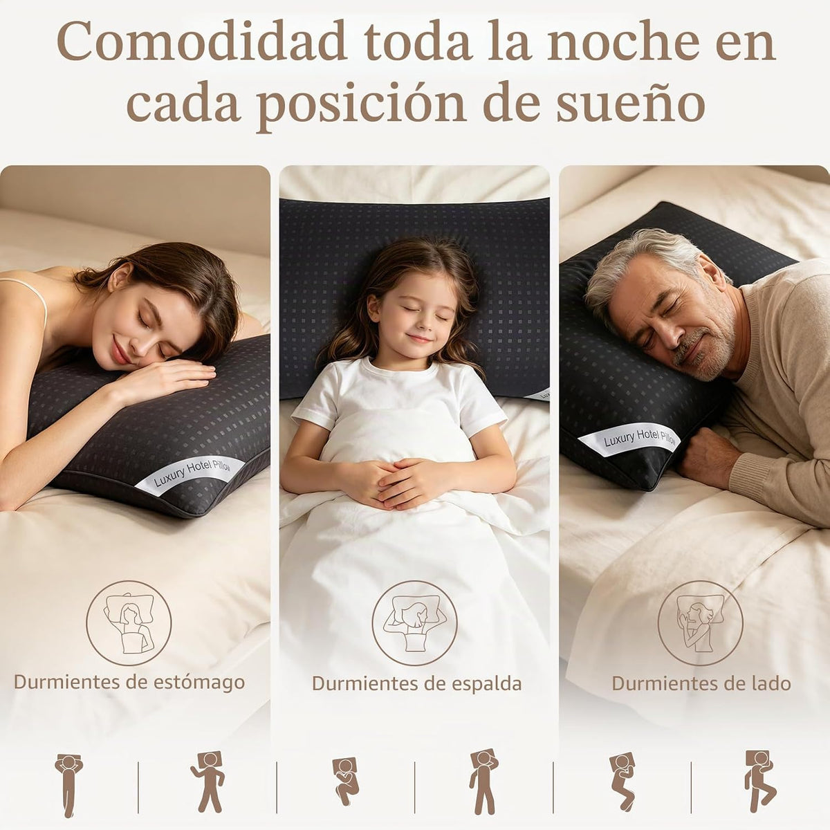 Melising Juego de 4 almohadas de cama para dormir, tamaño estándar,...