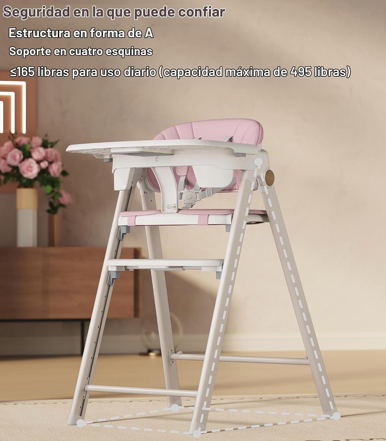 Silla alta plegable para bebé y torre de pie para niñas mayores de...