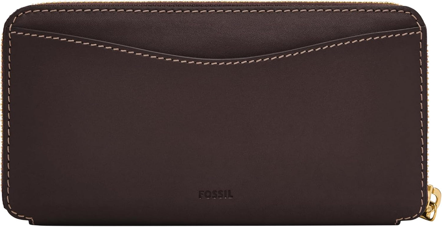 Fossil Lennox - Cartera de piel con cremallera alrededor para mujer...