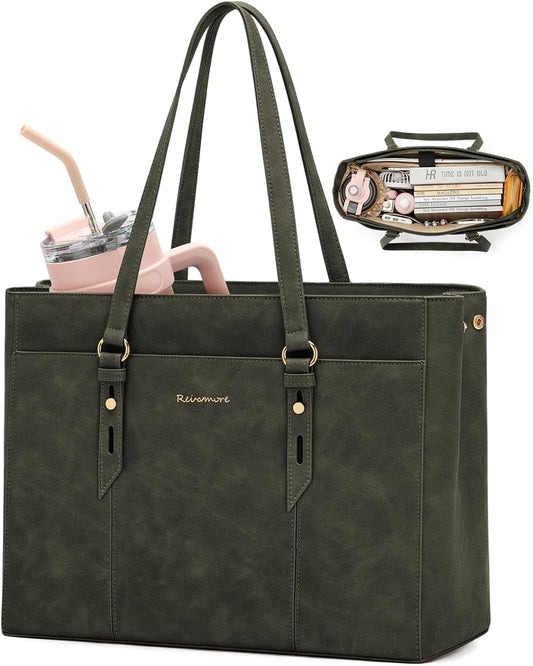 RAINSMORE Bolso tote vintage para laptop de 15.6" para mujer, c...