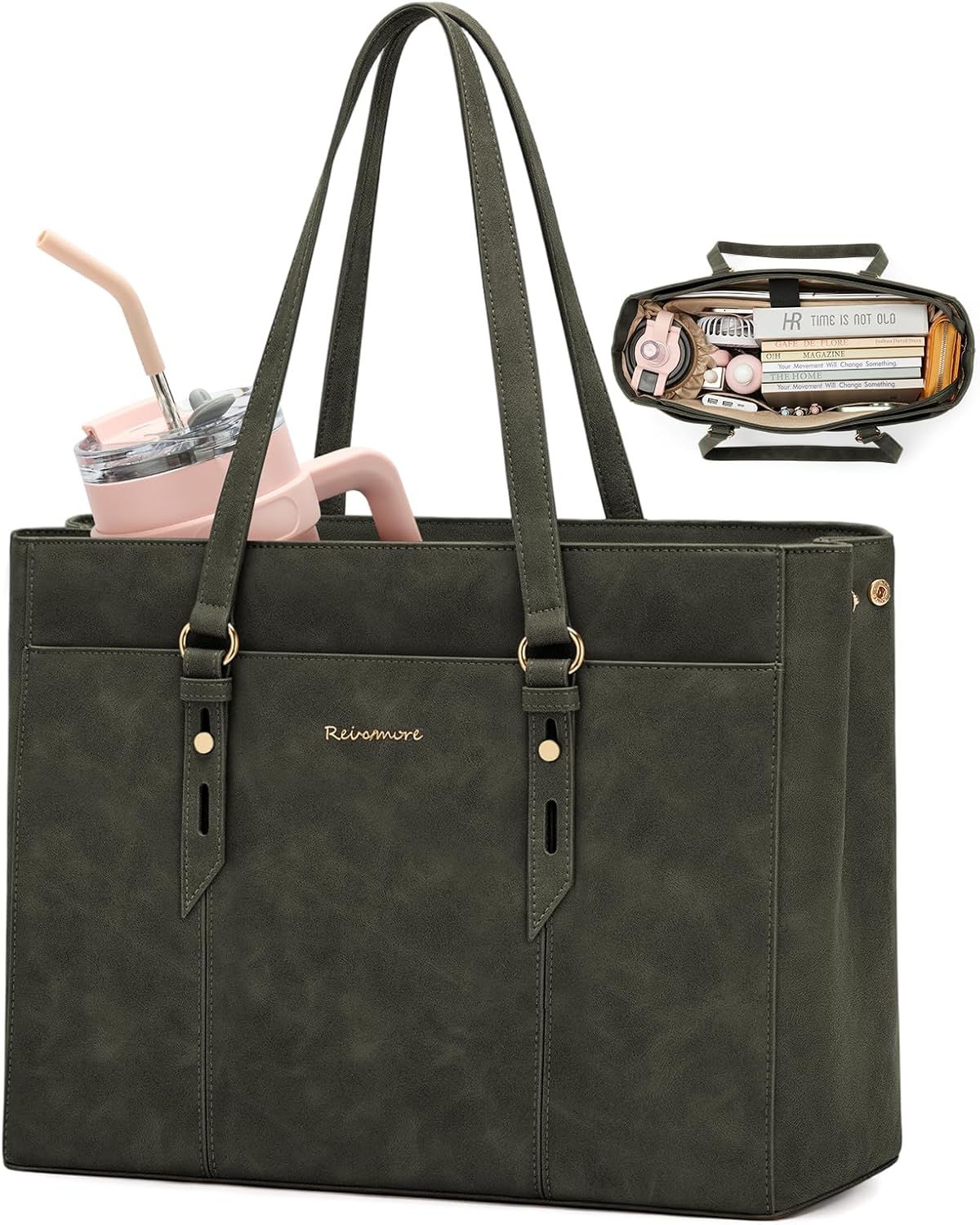 RAINSMORE Bolso vintage para portátil de 15.6" para mujer, colo...