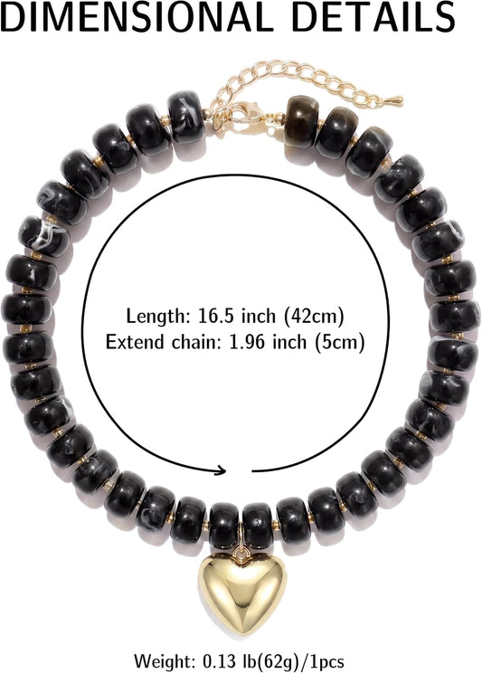 Wassazi Collar de Corazón Grueso para Mujeres, Collar de Declaració...