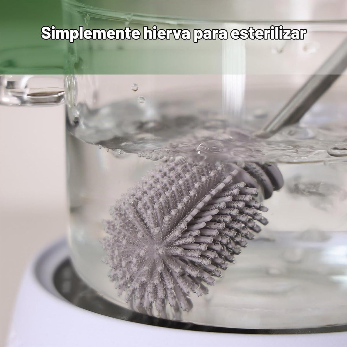 Haakaa Cepillo de silicona para biberones y hendiduras, SUVA gris,...