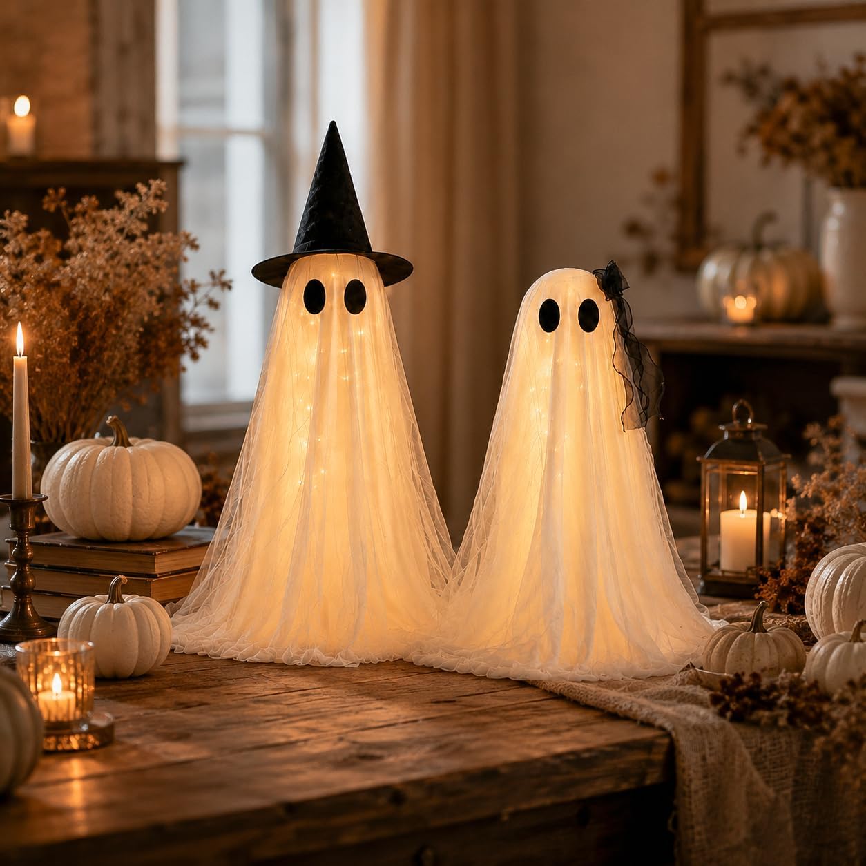 Decoraciones de Halloween para interiores, paquete de 2 fantasmas b...