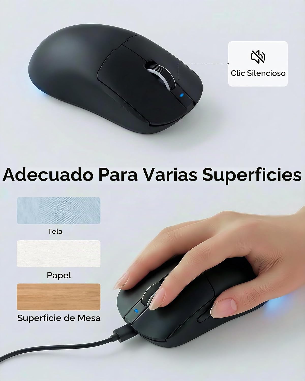 EWEADN Combo de teclado y mouse con cable con reposamuñecas desmont...