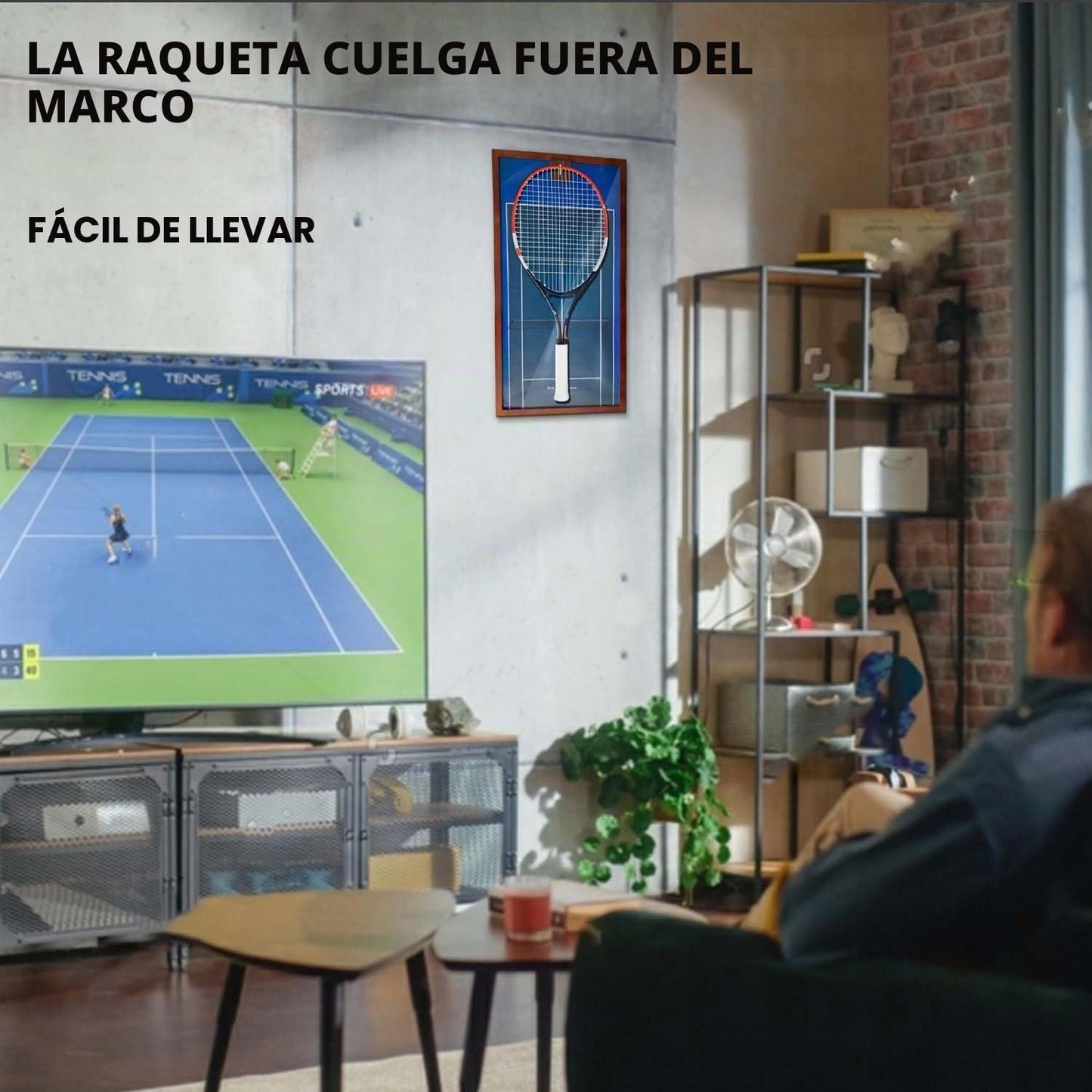 KRINGSIA Marco de exhibición de raqueta de tenis de madera con fond...