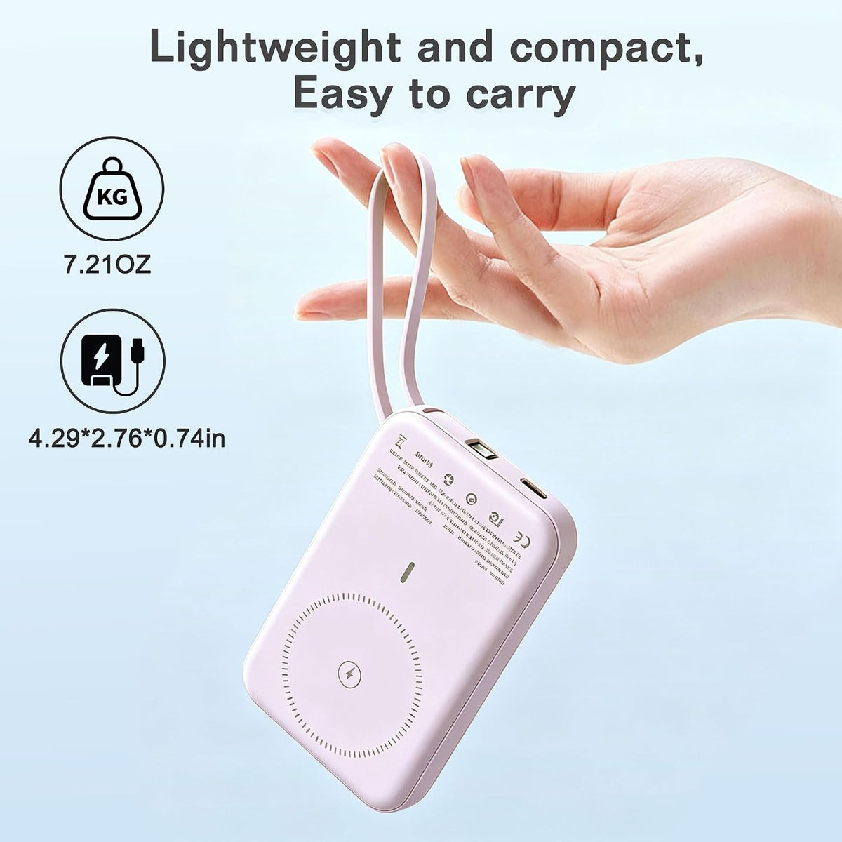 VONUV Batería externa magnética de 10000 mAh, cargador rápido con c...