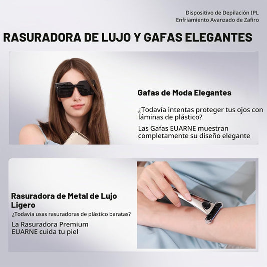 EUARNE Depilación láser IPL para mujeres, enfriamiento de hielo, ef...