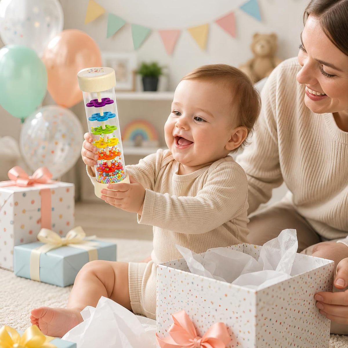 Oneshow Juguetes Montessori de madera para bebés de 6 a 12 meses, R...