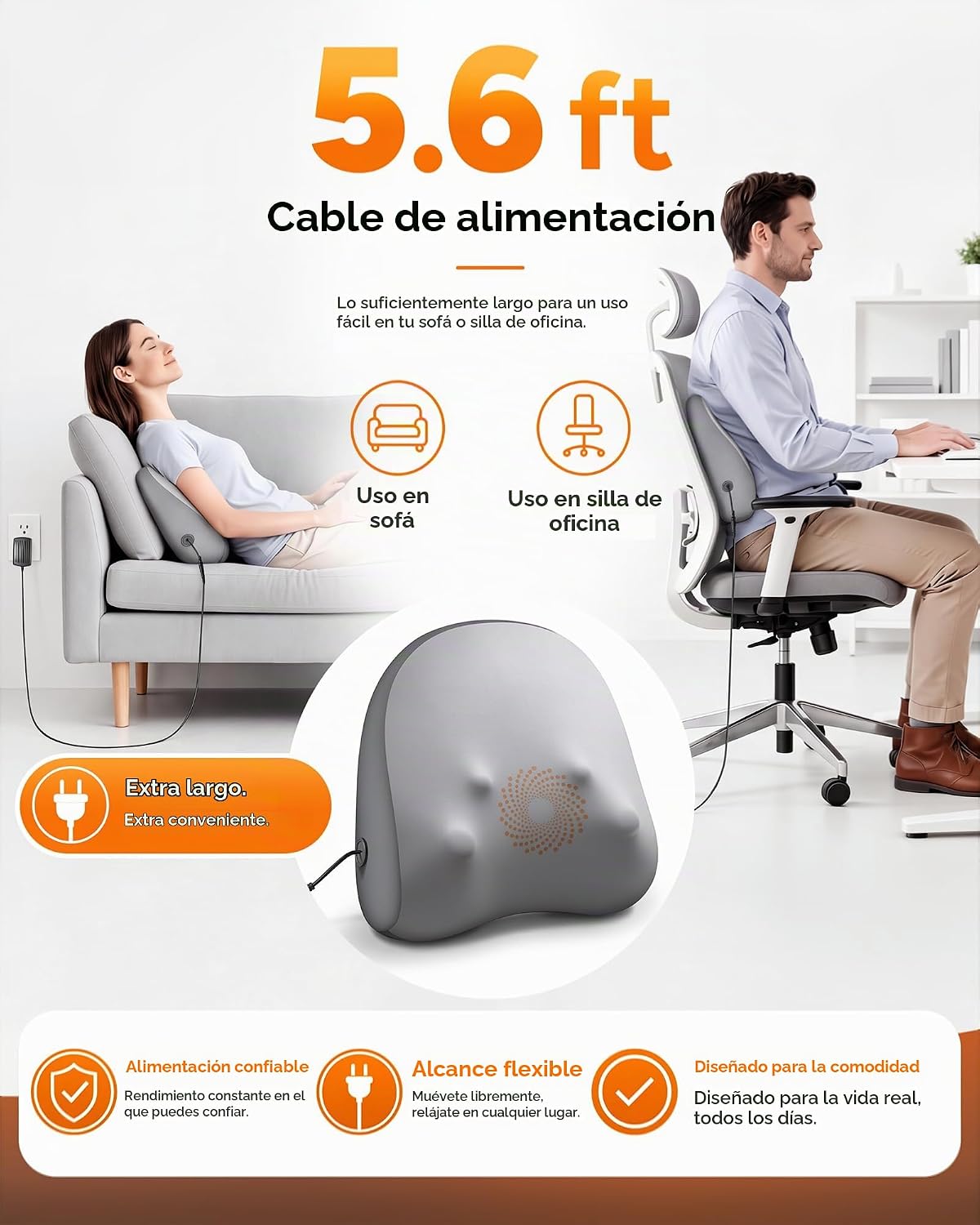 Masajeador de espalda eléctrico JZBRAIN, calor de amasado de tejido...