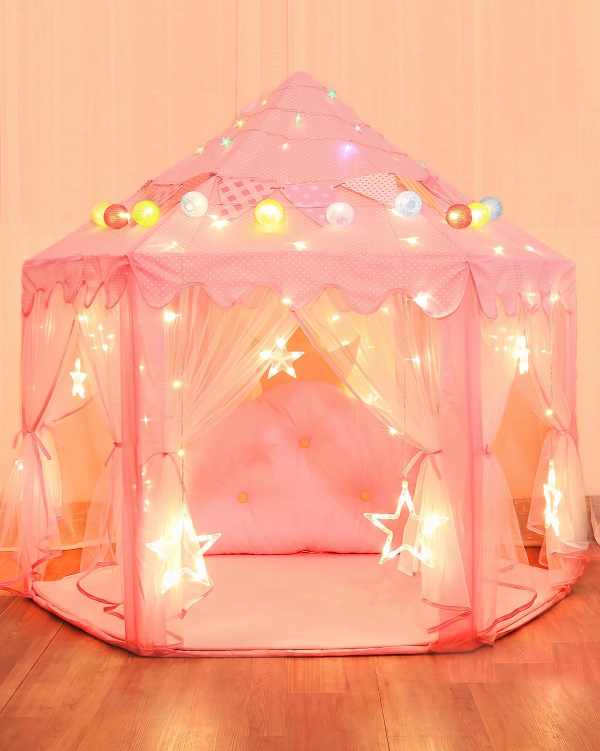 wilwolfer tienda de campaña tipo castillo de princesa para niñas, t...
