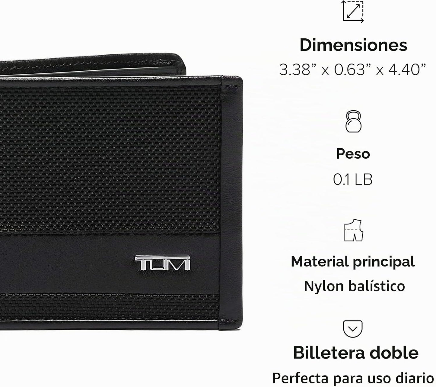 TUMI - Billetera doble Alpha para hombre, Negro -, Alfa Doble Bille...