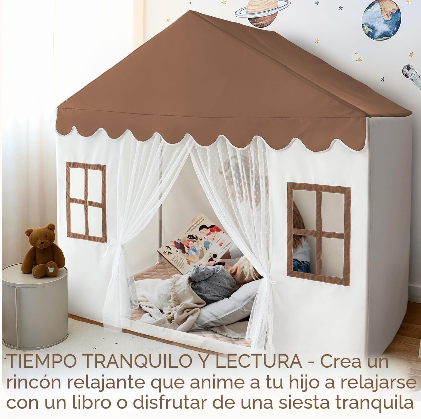 Tienda de campaña para niños con alfombra, tienda de campaña grande...