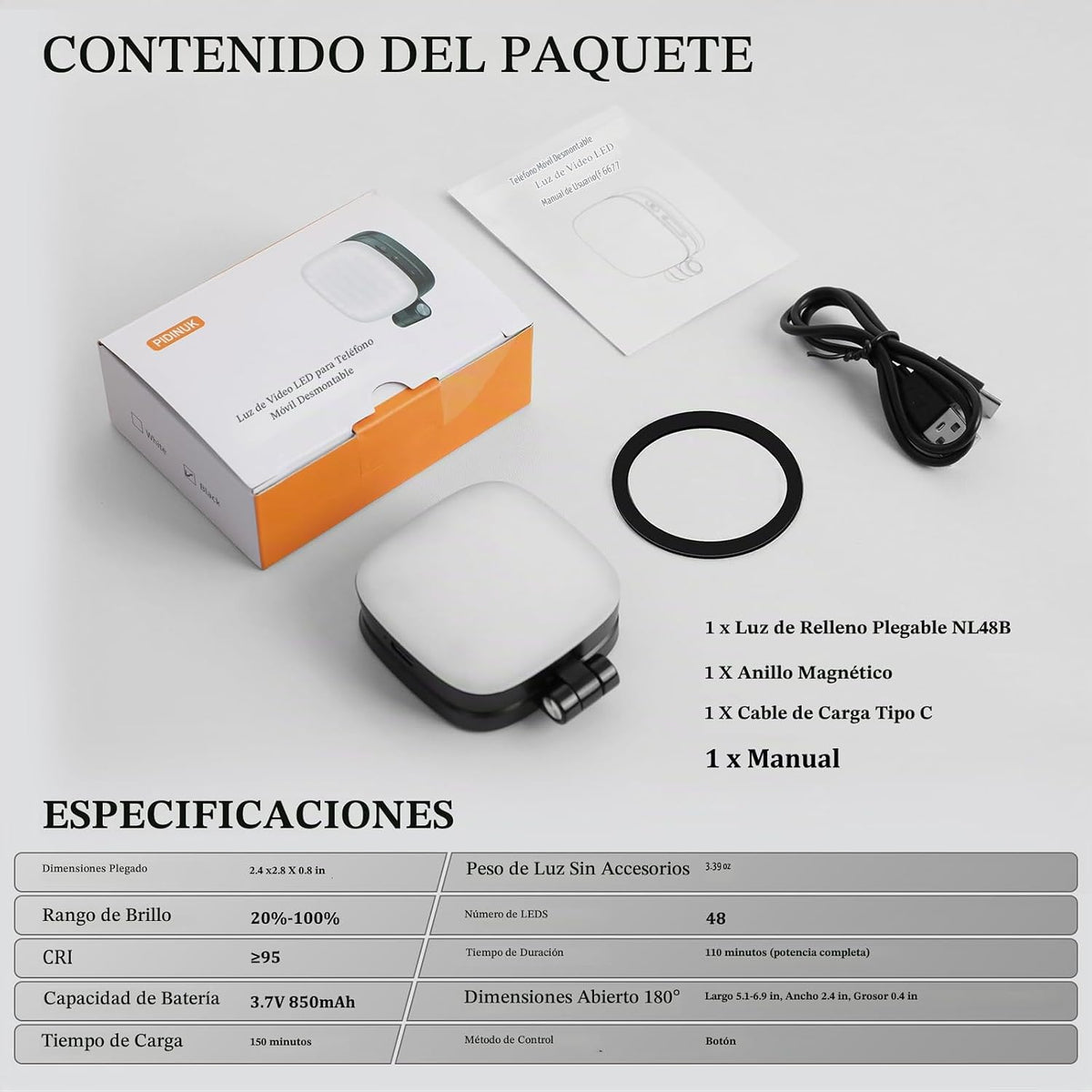 Luz de selfie magnética MagSafe con espejo para iPhone \u2013 Luz d...