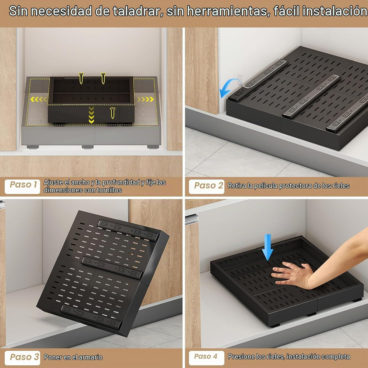 Organizador de Gabinete Extraíble, Ancho Expandible (28 cm-41 cm),...