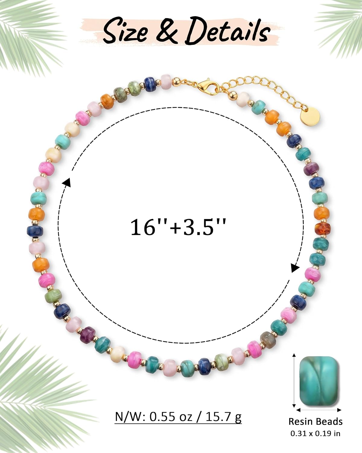 Trinckle Collares de cuentas gruesas para mujer, collares de cuenta...