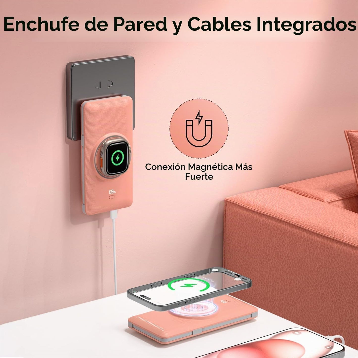 Cargador portátil magnético de 10000 mAh para iWatch y iPhone, 22.5...