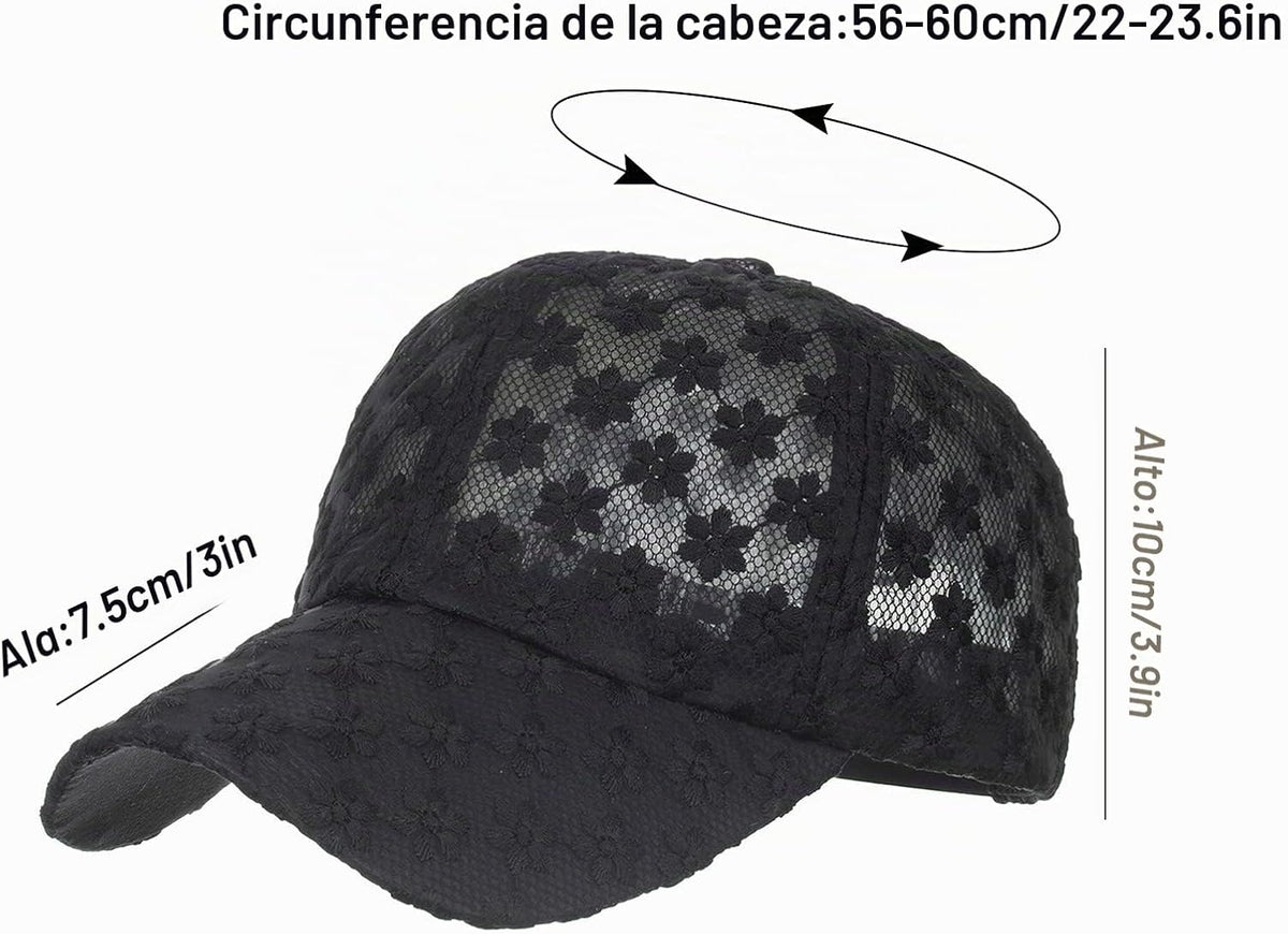 Tidefire Gorras de béisbol de flores pequeñas de encaje para mujer,...