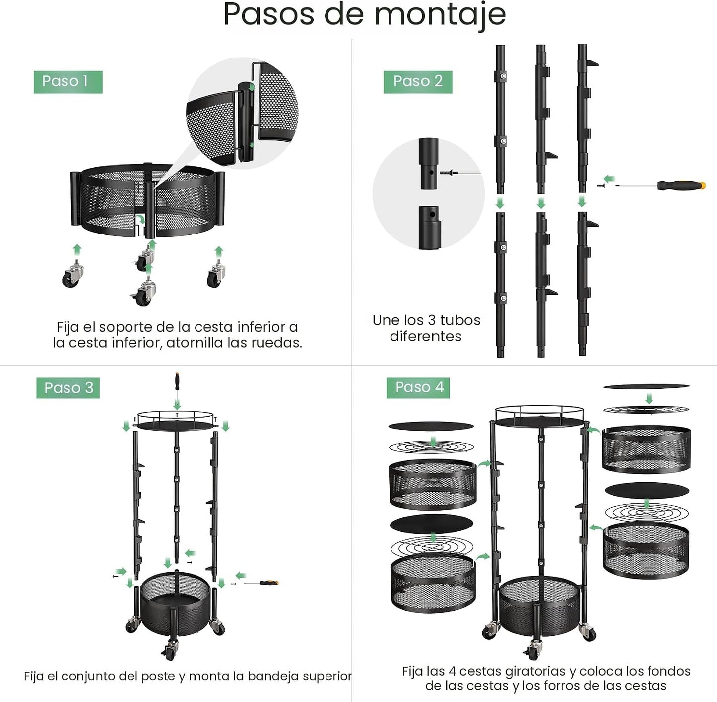 SNTD Cesta de frutas y verduras para cocina con tapa superior de me...