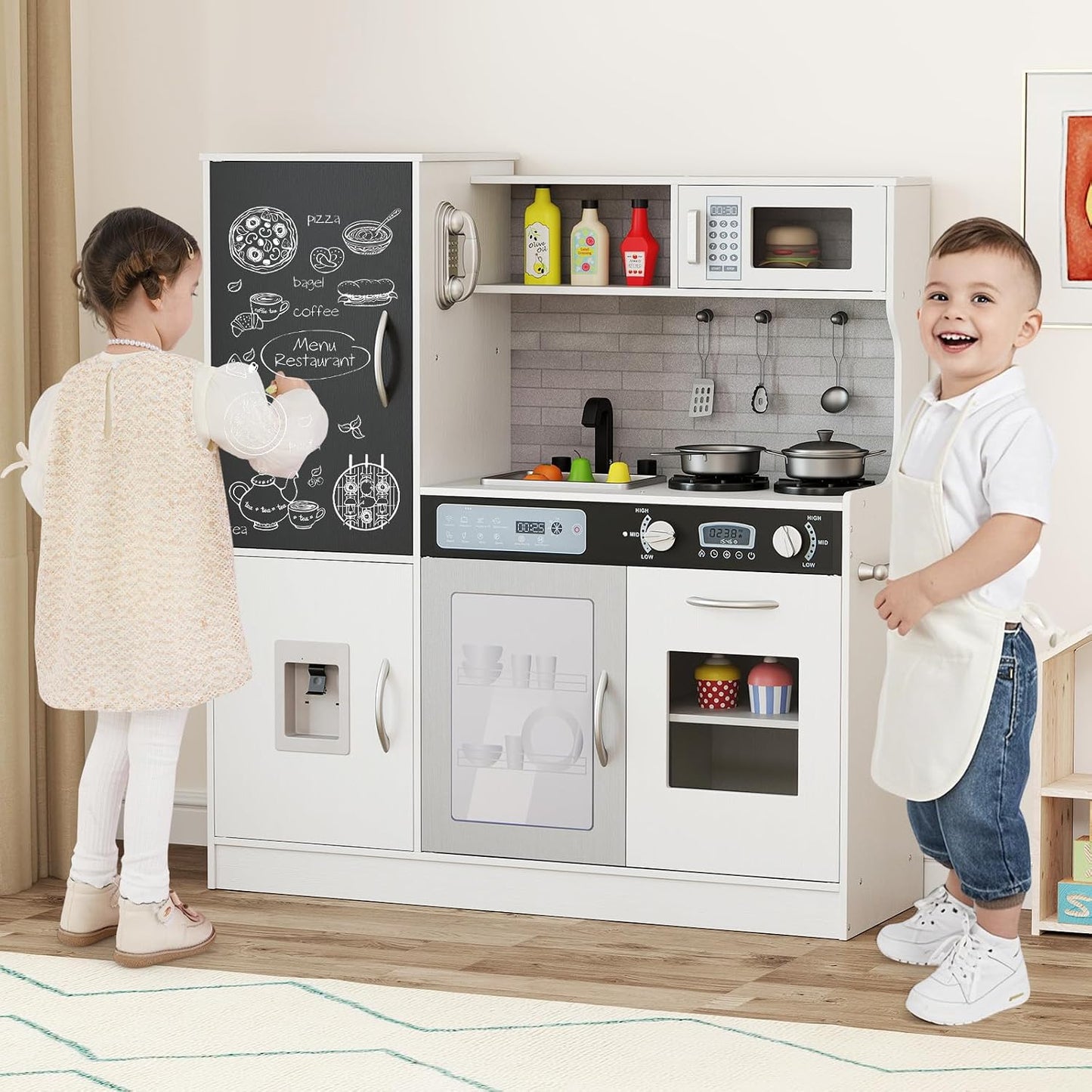 Costzon Juego de cocina para niños, gran juego de juguetes de cocin...