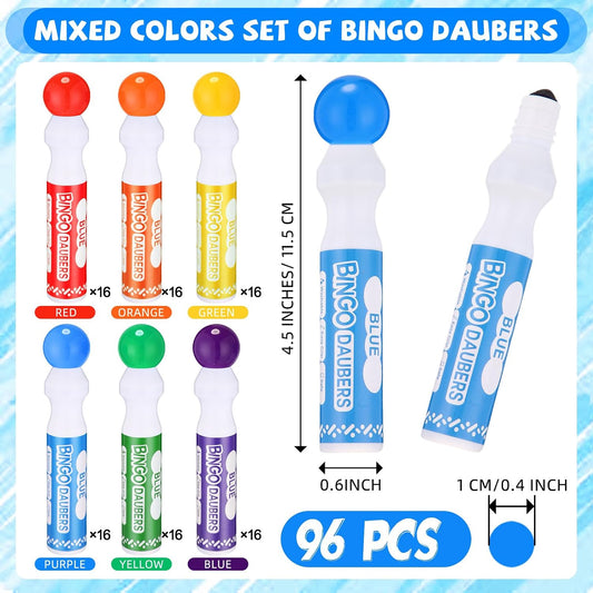 Crtiin Juego de 96 marcadores de puntos de bingo de colores mixtos,...