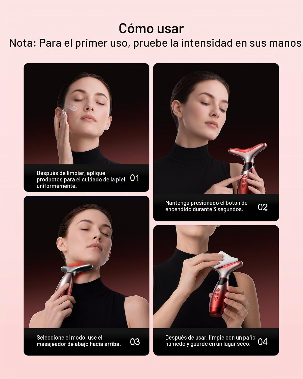 Pedete Masajeador facial, terapia de luz roja de 7 colores para car...
