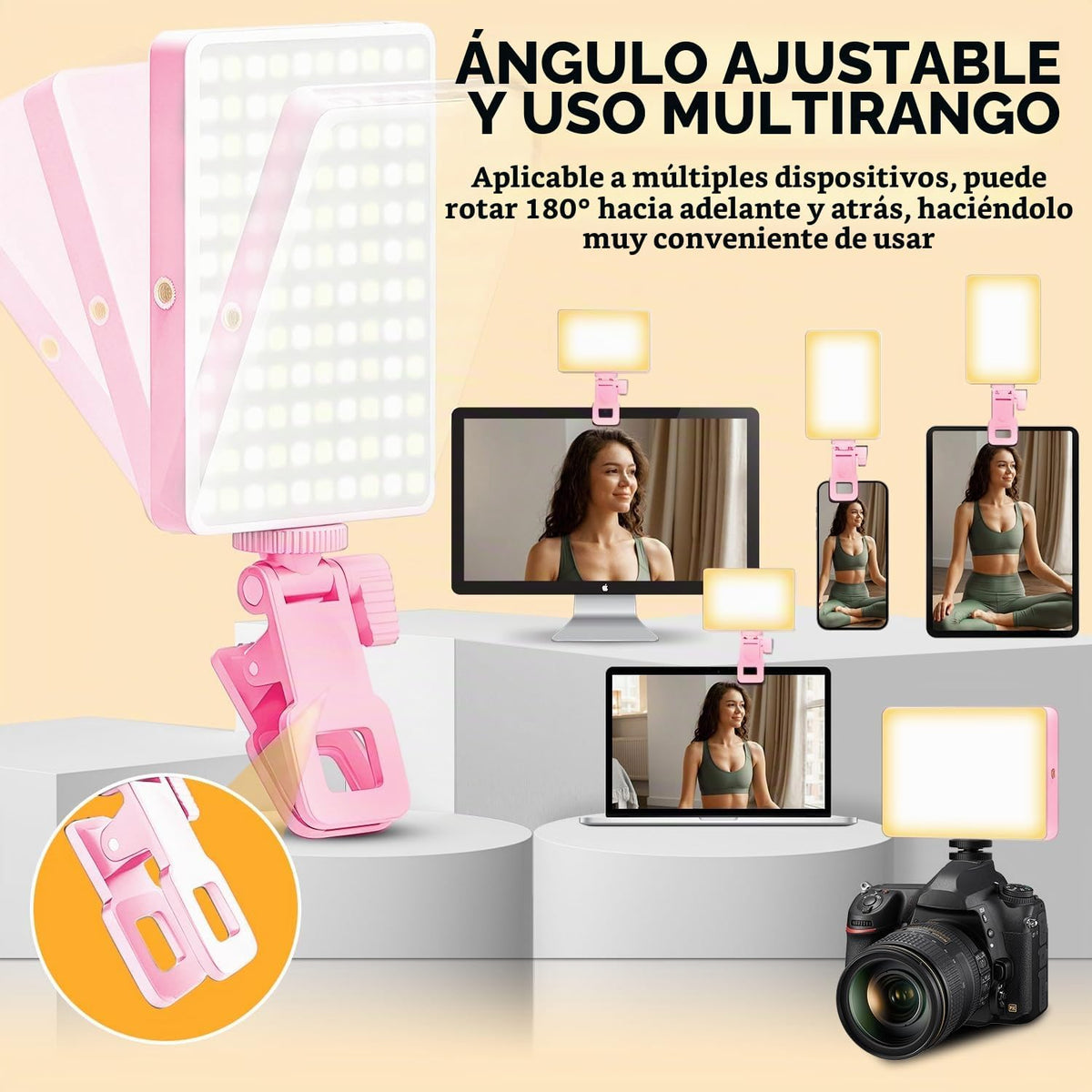 Luz de selfie de 120 LED para iPhone, luz de teléfono portátil con...