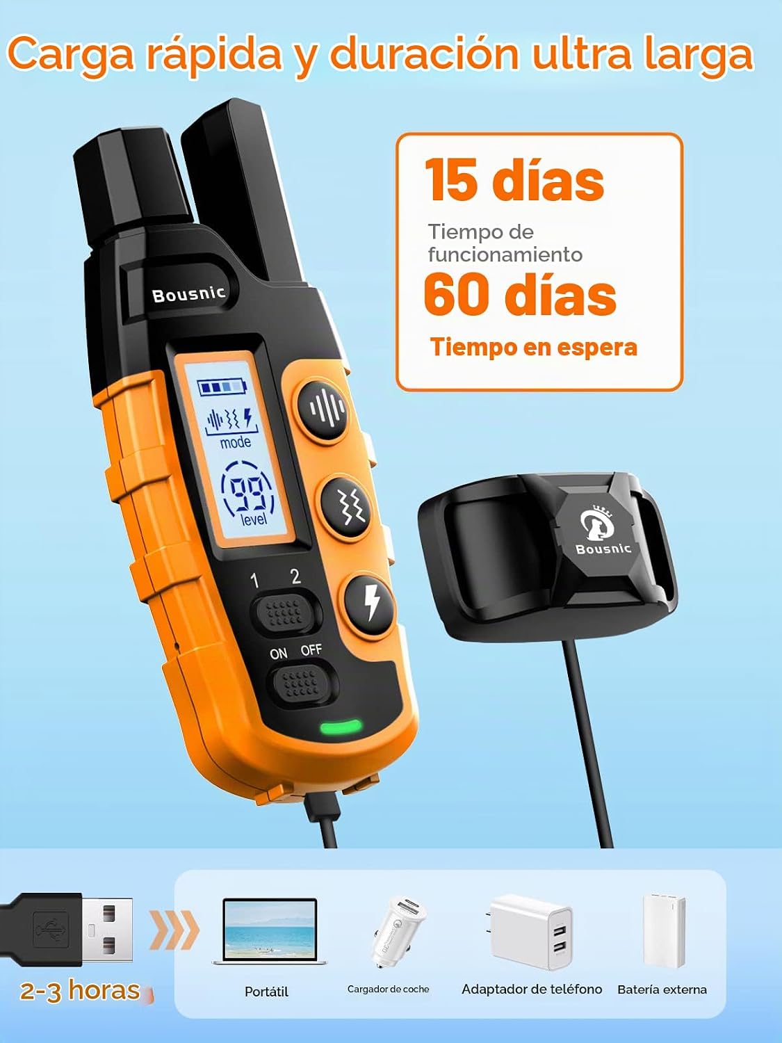 Bousnic Collar de choque para perro, 2 perros (5-120 libras) \u2013...