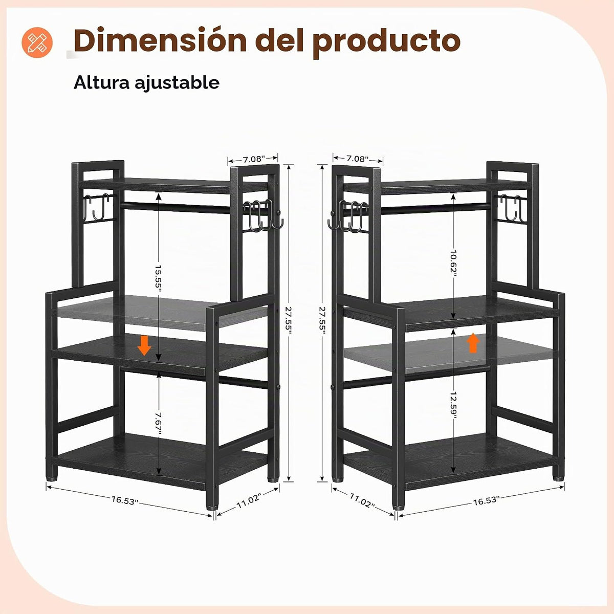 Organizador de encimera de cocina, estante de especias de 3 niveles...