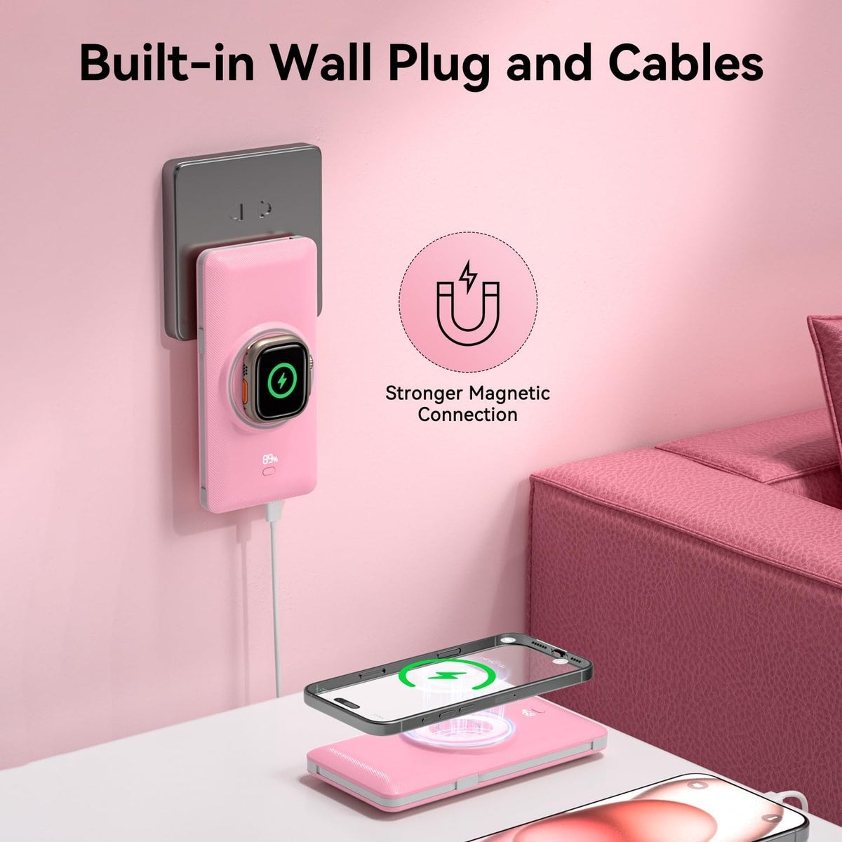 LUCKYFELLOW Cargador portátil magnético de 10000 mAh para iWatch y...
