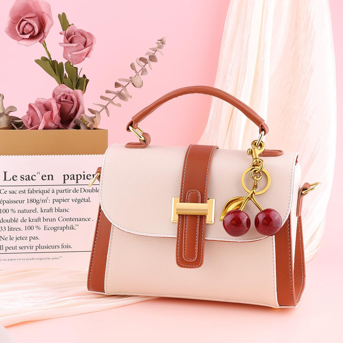 TINKRSTUFF - Llavero de bolsa de cereza, lindos llaveros, dijes de...