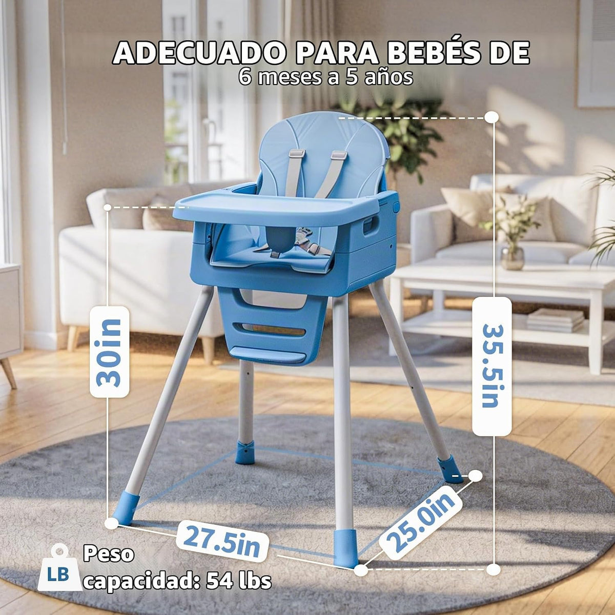 Silla alta 3 en 1 para bebés y niños pequeños, asiento y comedor de...