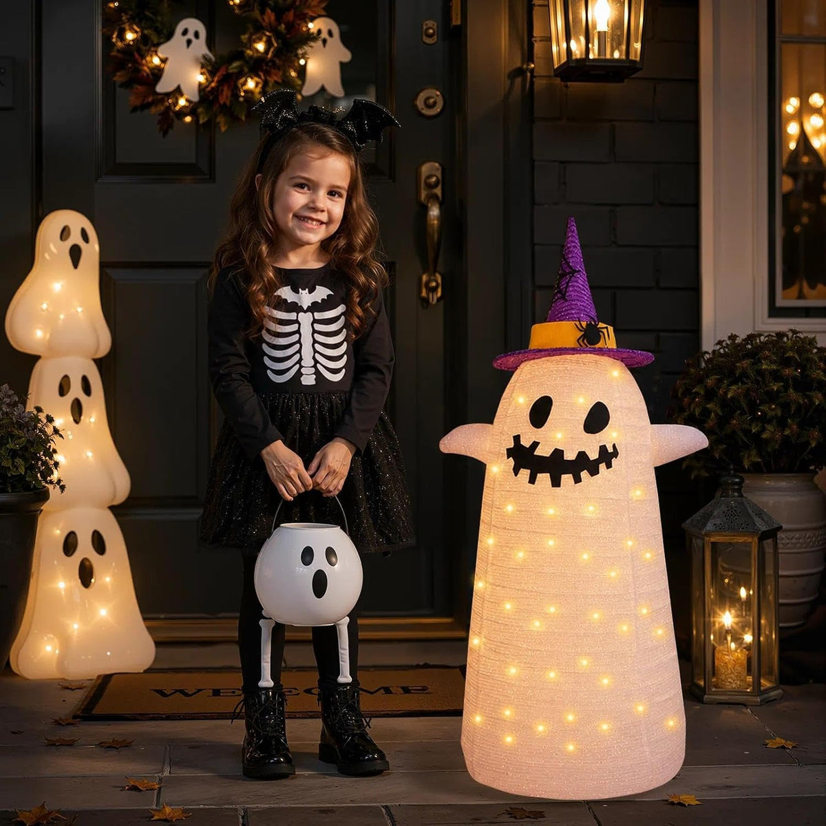 Decoraciones de fantasmas de Halloween plegables para exteriores, d...