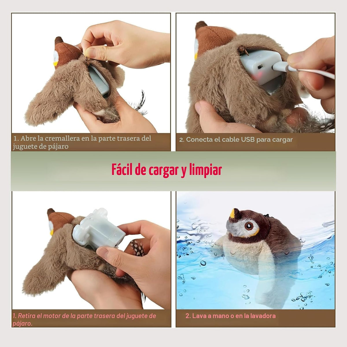 blueypet Juguetes interactivos mejorados para gatos con alas aletea...