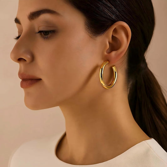 12 pares de aretes de aro gruesos de oro para mujer, modernos, chap...