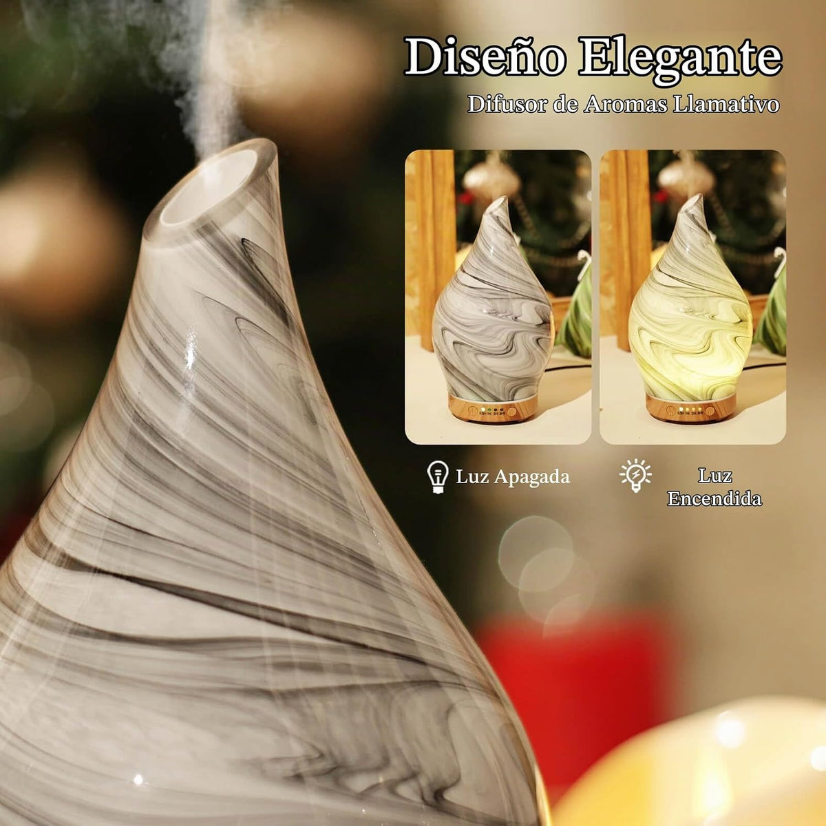 Porseme, difusor de aceite esencial de 150 ml, vidrio, cambia de co...