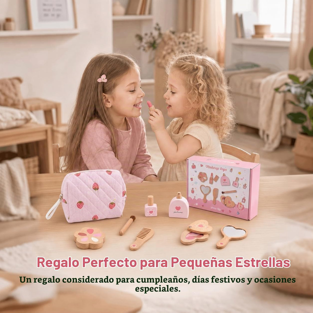 Kit de maquillaje de madera para niños pequeños, no tóxico, juego d...