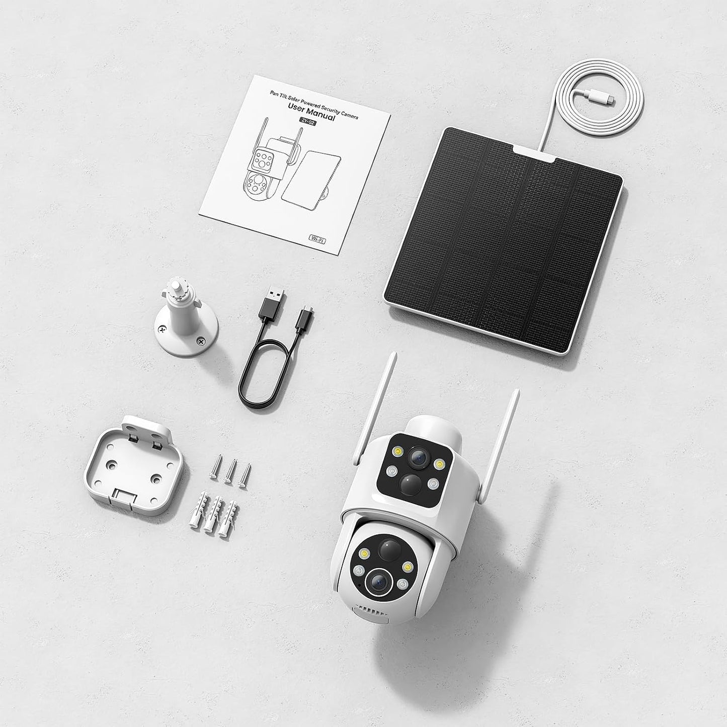 TKENPRO Cámaras de seguridad solar de doble lente inalámbricas para...