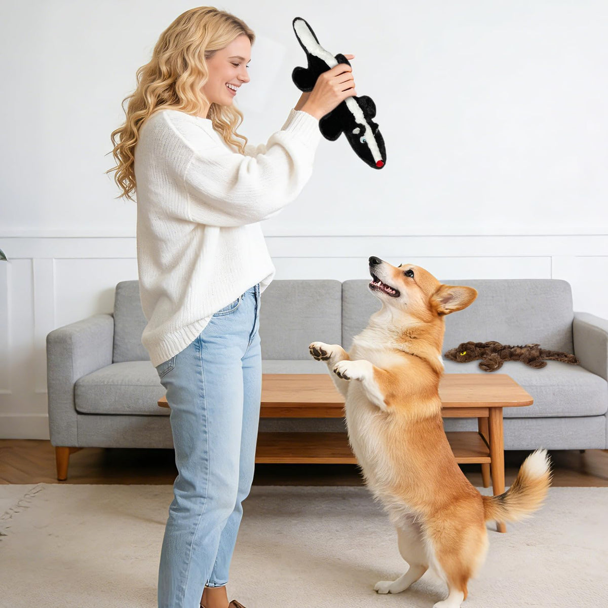 MAOOOOB Juguetes chirriantes para perros sin relleno, paquete de 2...