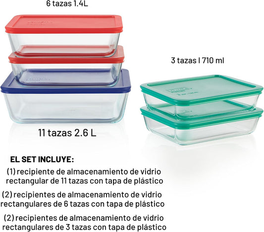 Pyrex Simply Store (Paquete de 5) Juego de recipientes grandes de v...