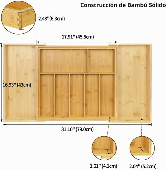 Utoplike Organizador de cajones de cocina extra grande, bandeja de...