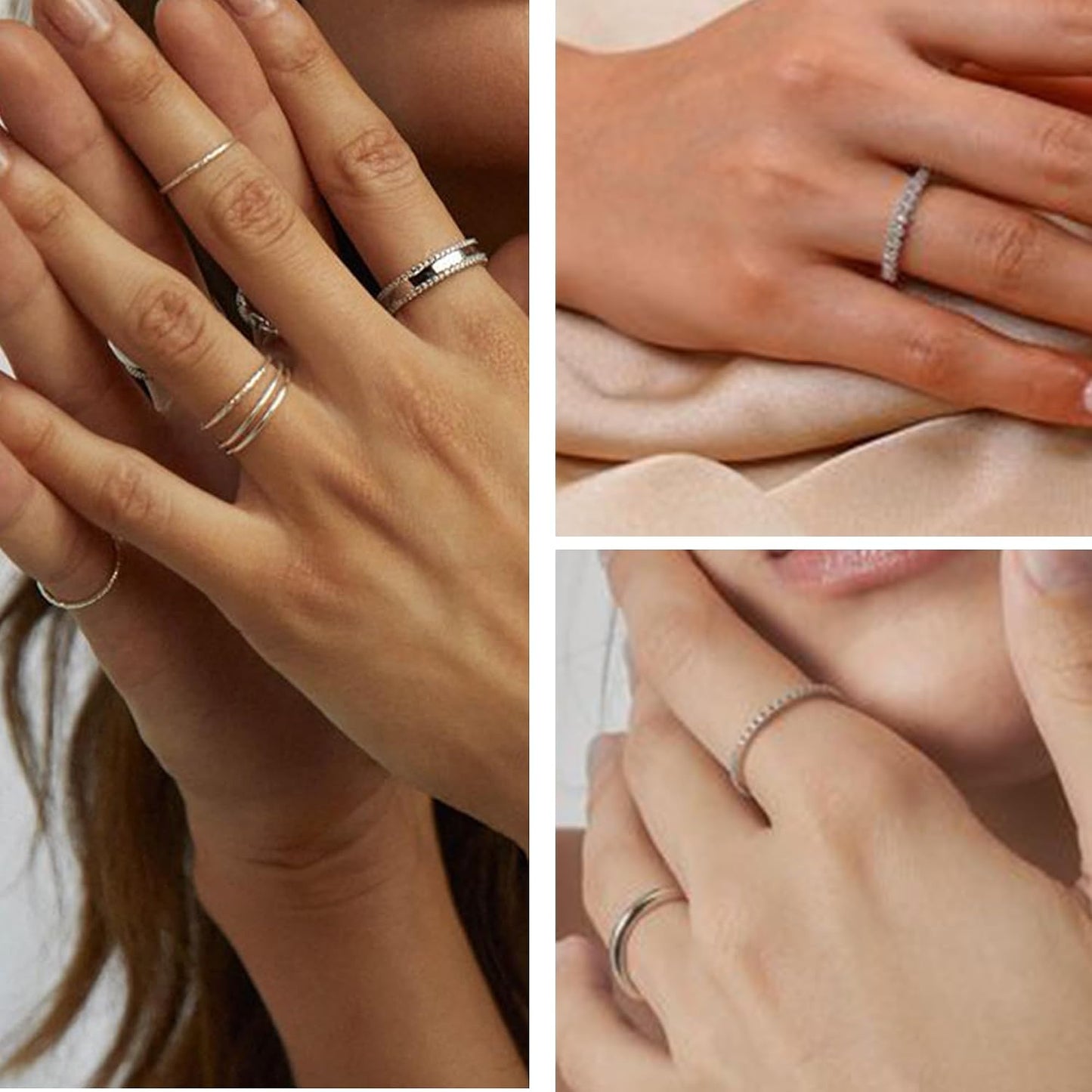 FAXHION 12 piezas de anillos delicados de oro de 14 quilates para m...