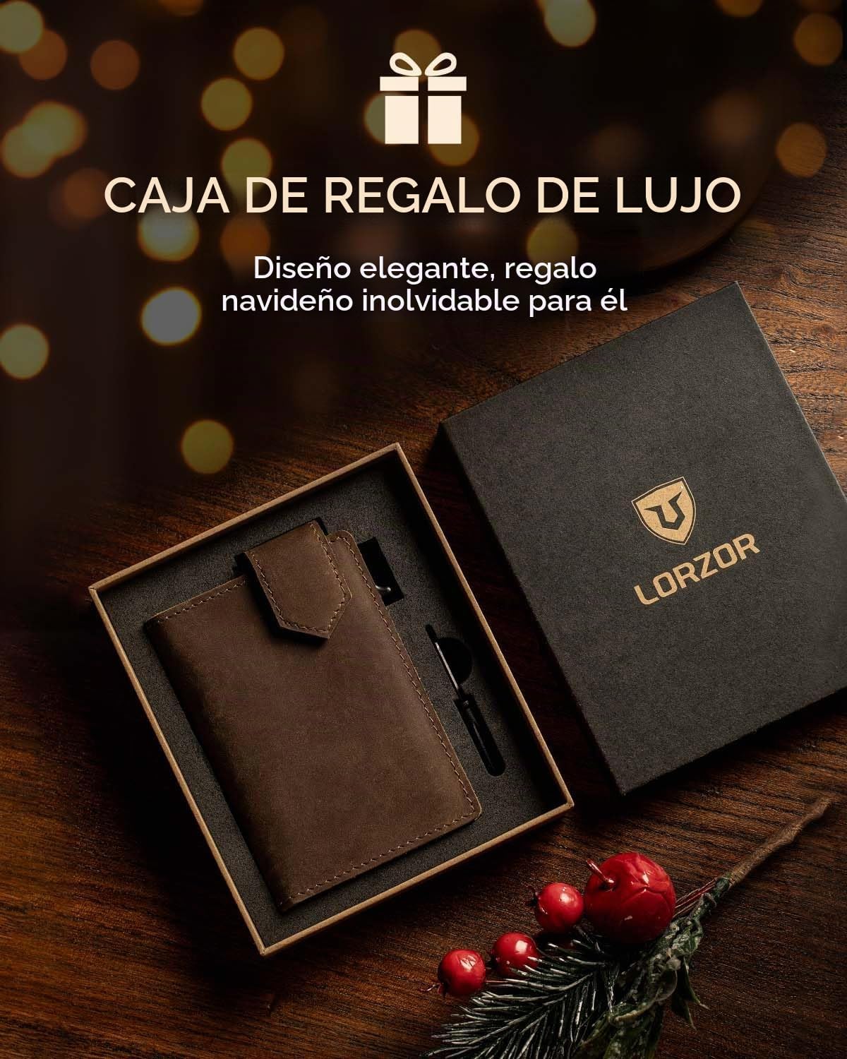LORZOR Cartera delgada para hombres con cierre de seguridad, carter...
