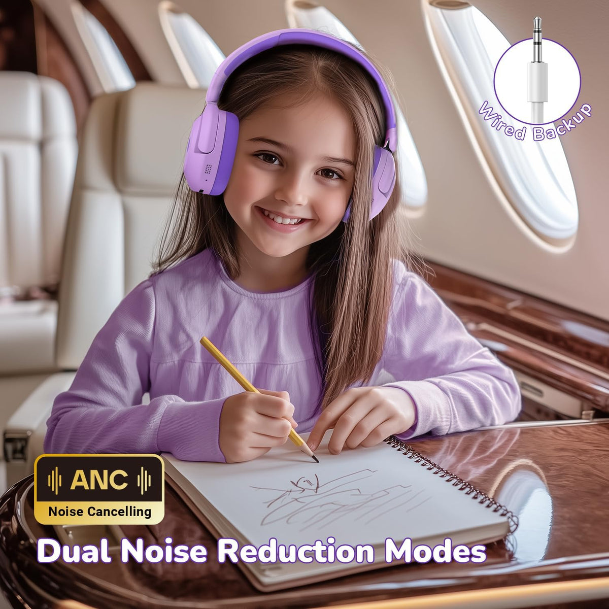 iClever BTH20 Auriculares con cancelación activa de ruido para niño...