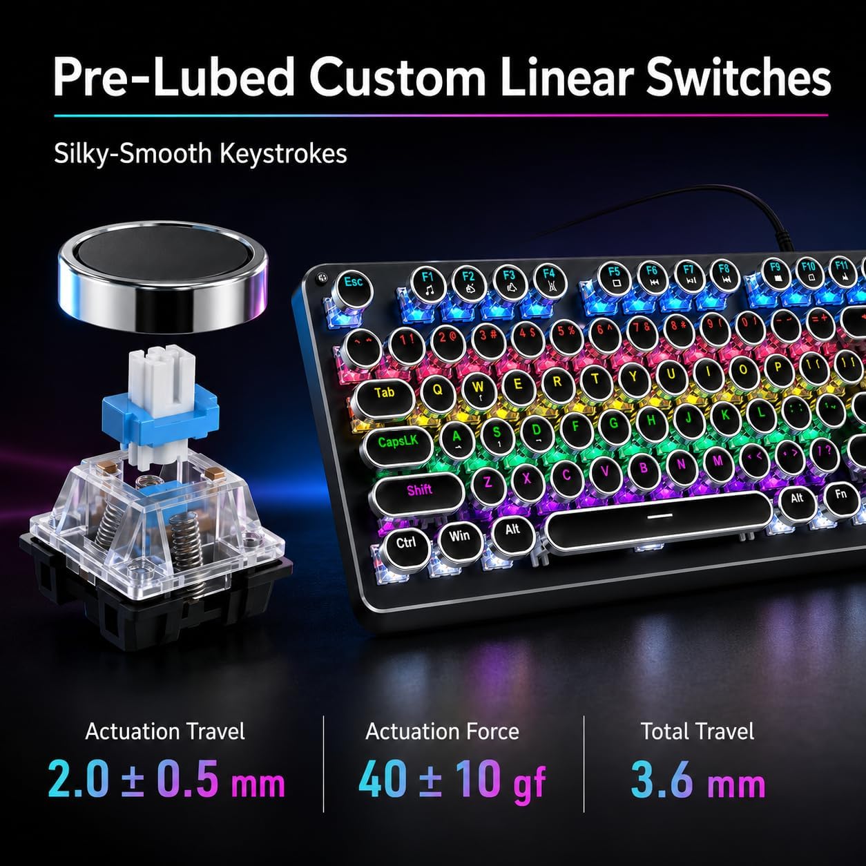Bevewlpol Combo de teclado mecánico para juegos, teclado USB RGB co...