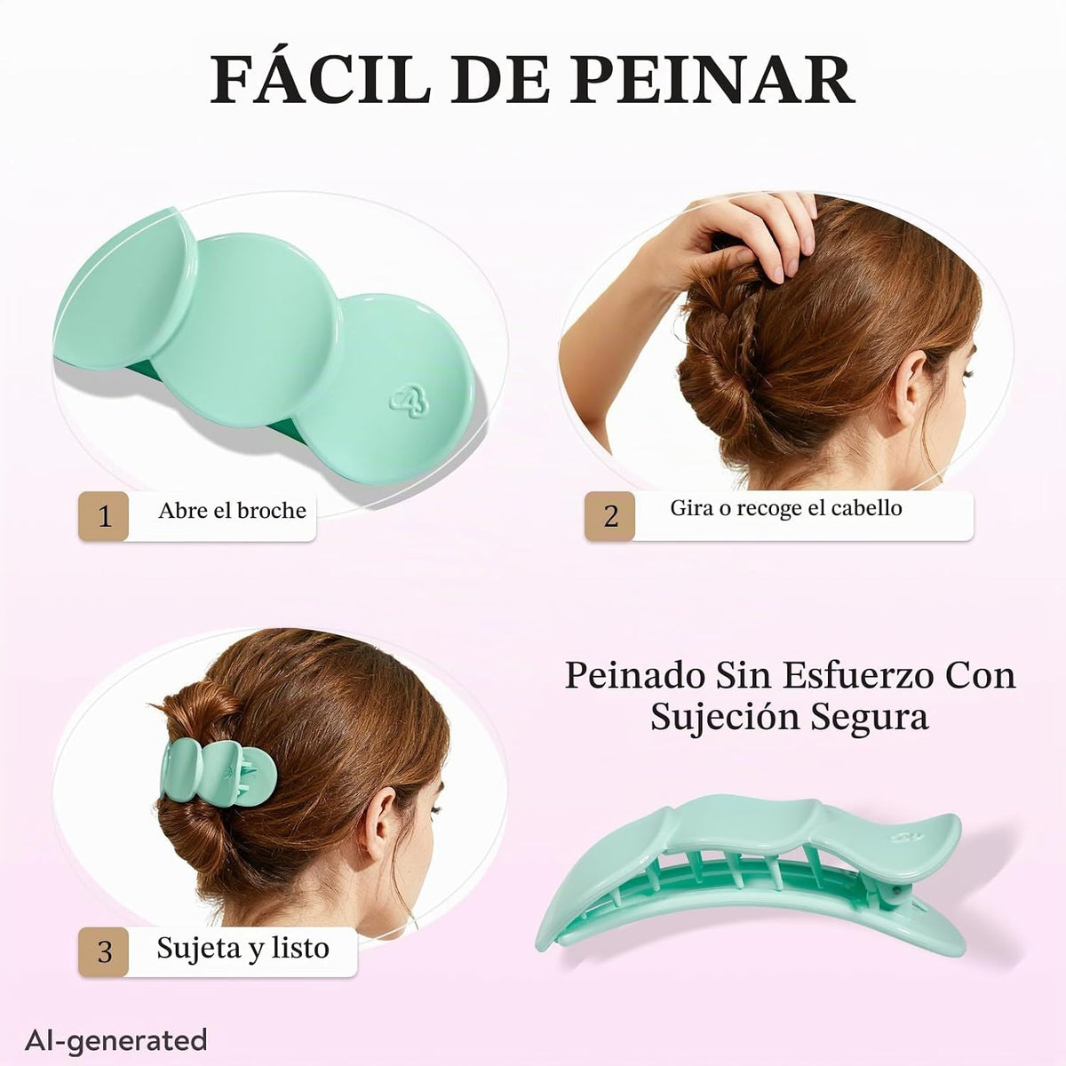 Amlaidu Pinzas de pelo planas medianas para mujer, pinzas francesas...